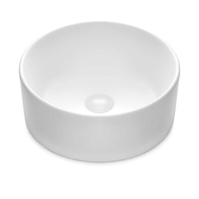 Lavabo Chelsey in bianco opaco in pregiata ceramica come lavabo da appoggio senza foro per rubinetto 400 x 400 x 145 mm
