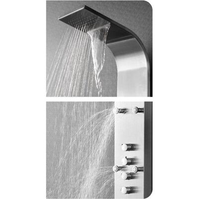 Luxury stainless steel shower panel with 6 hydro massage jets & waterfall shower