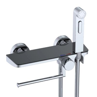 Design WC/Bidet hand shower with shelf and roll holder complete set with mixer surface-mounted