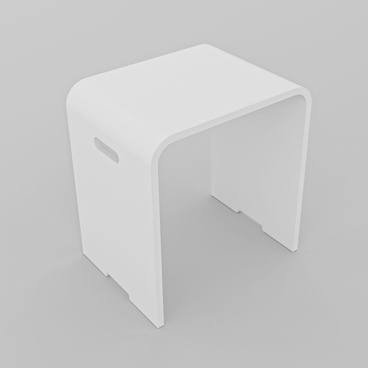 Sgabello da bagno MALIBU in ghisa minerale di alta qualità, bianco opaco