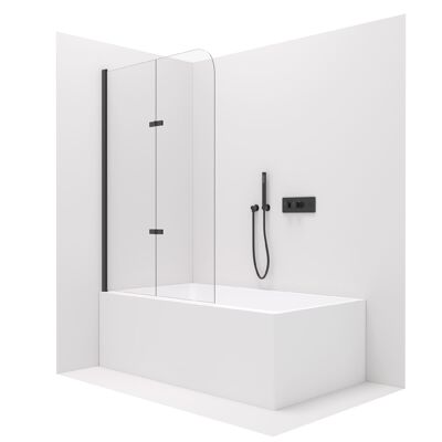 Bathtub attachment shower screen black matt 120x140 folding wall