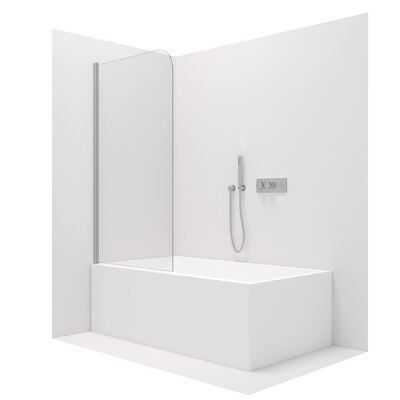 Paroi de douche en verre chromée pour fixation de baignoire 80x140 ou 100x140
