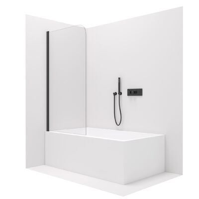 Paroi de douche pour baignoire noir mat 80x140 ou 100x140