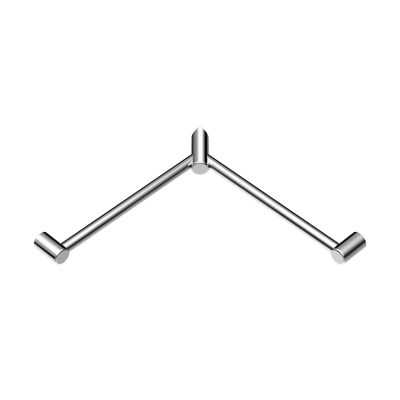 Barra de apoyo de esquina Mecca CARE de 32 mm (600 x 600 mm) con asa de apoyo y reposapiés