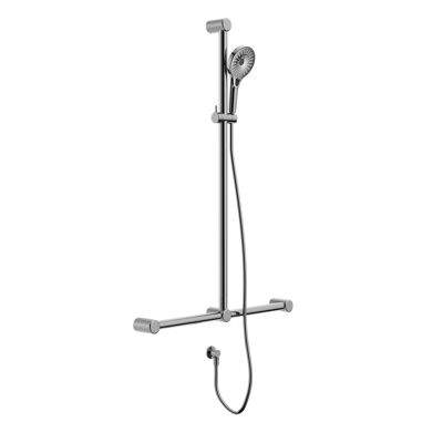 Barra de ducha Mecca CARE 32 mm en forma de T con asidero de apoyo y ducha de mano, 1100 x 750 mm