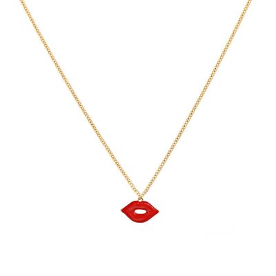 Gold chain red lips