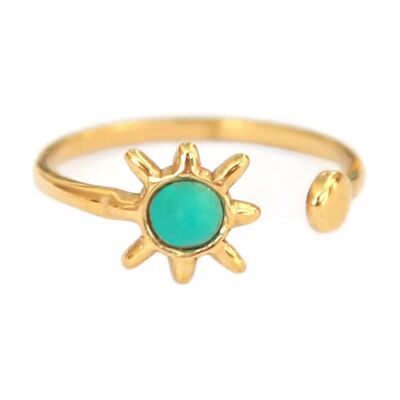 Anello dorato sole turchese