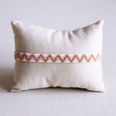 Bracelet tissé zigzag - blanc/nude