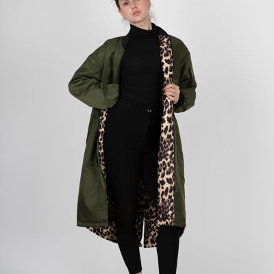 PARKA BOMBER LARGA REVERSIBLE DE LEOPARDO (8689)