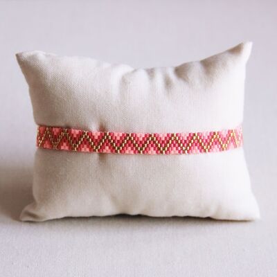 Pulsera tejida en zigzag - rosa fuerte/fucsia