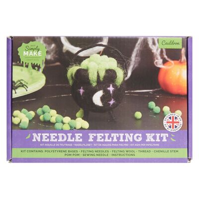 Kit per infeltrimento ad ago "Simply Make": calderone di Halloween, con lana, aghi e attrezzi, per principianti, kit per infeltrimento ad ago, hobby per principianti, decorazione, regalo, hobby per appassionati di bricolage.