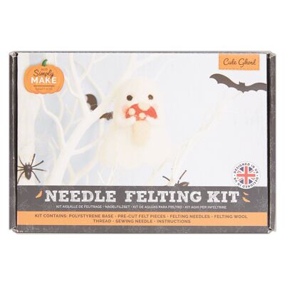 Kit per infeltrimento ad ago "Simply Make" a forma di fantasma di Halloween, spettrale, in lana, con aghi e attrezzi, per principianti, kit per infeltrimento ad ago, hobby per principianti, decorazione, regalo, hobby per appassionati di bricolage