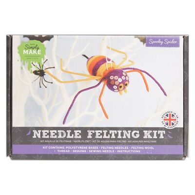 Kit per infeltrimento ad ago "Simply Make" a forma di ragno di Halloween, con lana, aghi e attrezzi, per principianti, kit per lavori di infeltrimento ad ago, hobby per principianti, decorazione, regalo, hobby per appassionati di bricolage