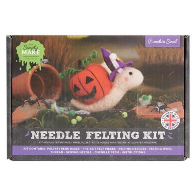 Kit de fieltrado con aguja "Simplemente hazlo tú mismo": Caracol de calabaza de Halloween, incluye lana, agujas y herramientas. Para principiantes. Kits de fieltrado con aguja, manualidades para principiantes, decoración y regalos. Aficiones para aficionados a las manualidades.