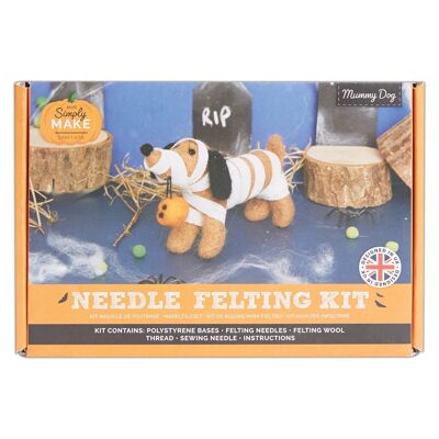 Kit per infeltrimento ad ago "Simply Make", mummia di Halloween, con lana, aghi e attrezzi, per principianti, kit per lavori di infeltrimento ad ago, hobby per principianti, decorazione, regalo, hobby per appassionati di bricolage.
