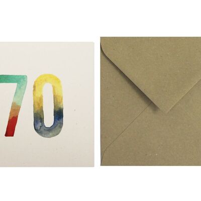 Postkarte Zahlen Aquarelle 70