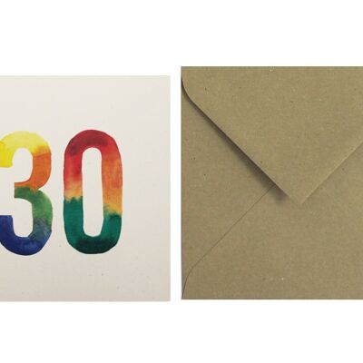 Postal Números Acuarelas 30
