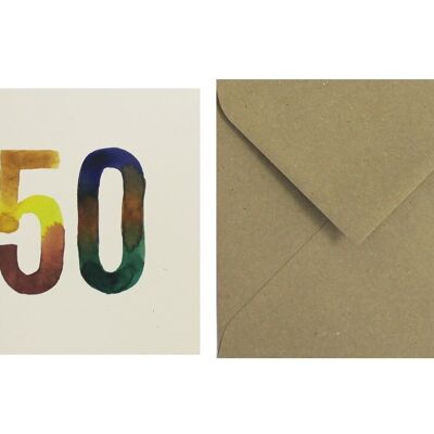 Postal Números Acuarelas 50