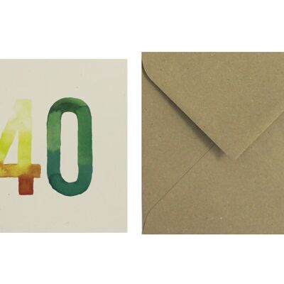 Postcard Numbers Watercolors 40