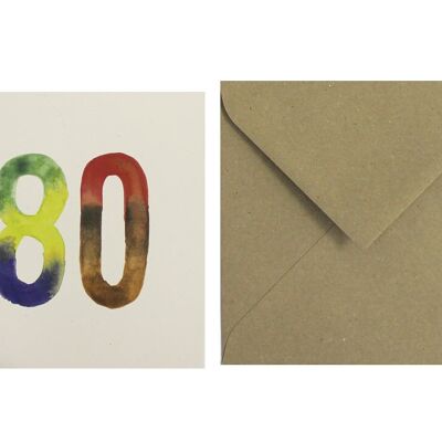Postal Números Acuarelas 80