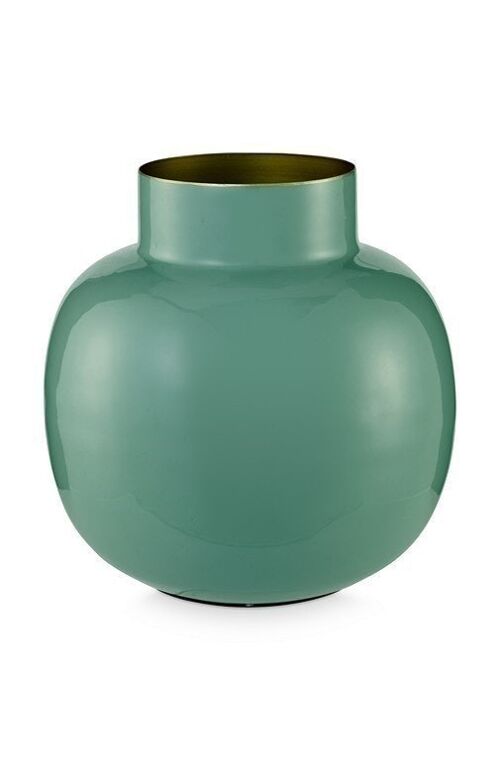PIP Vase métal rond Blushing Vert 25cm
