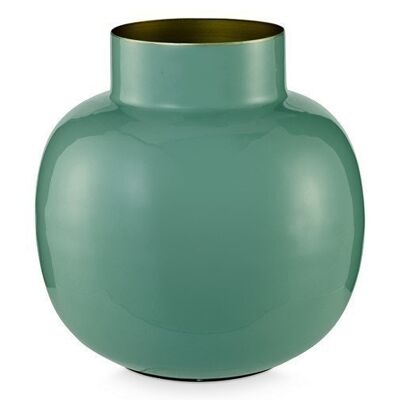 PIP Blushing Green round metal vase 25cm