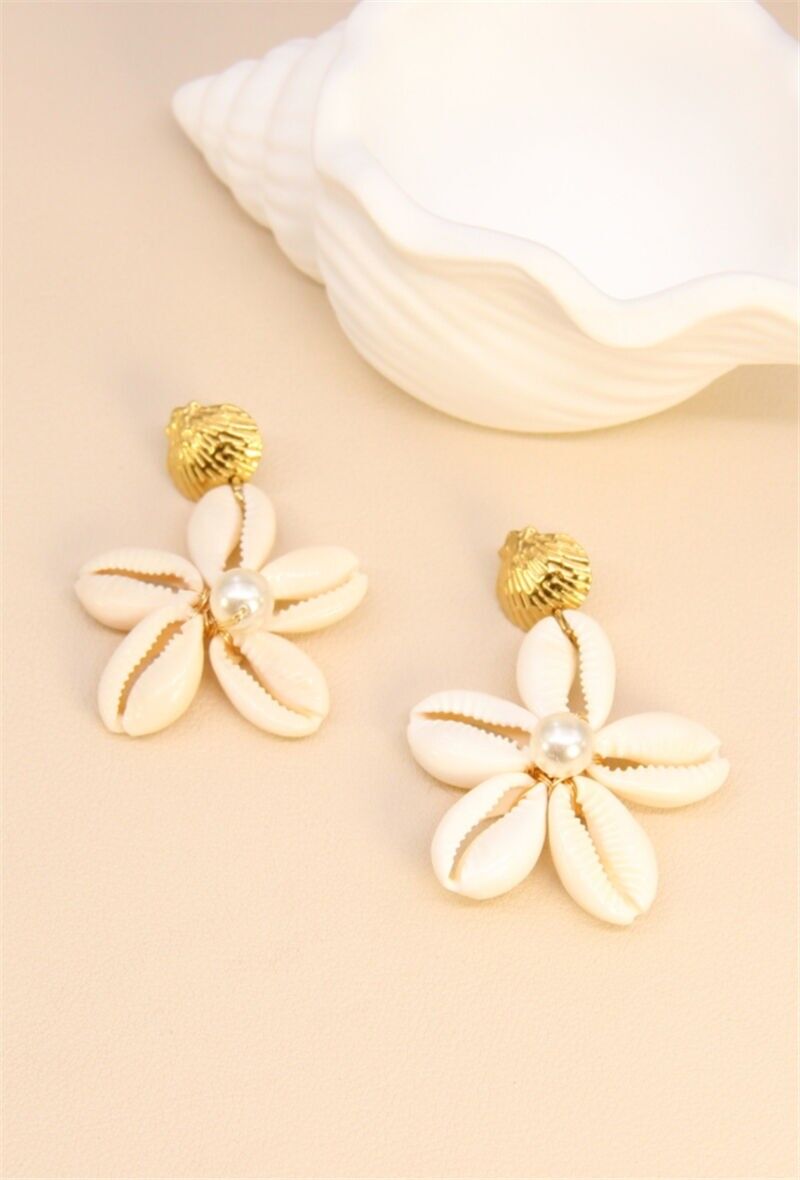 Boucles d'oreilles coquillages et acier inoxydable – Élégance au naturel