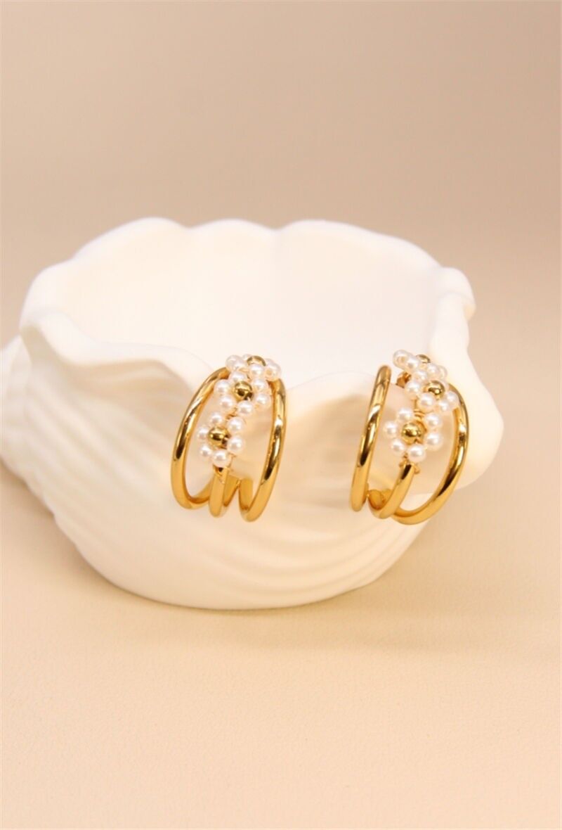 Boucles d'Oreilles Fleur Acier Inoxydable Élégantes