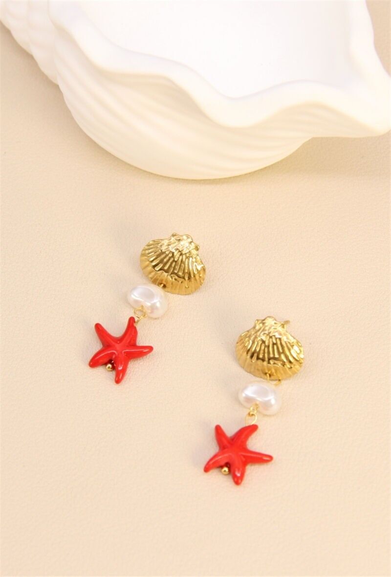 Boucles d'oreilles étoile de mer en acier inoxydable- L'élégance marine