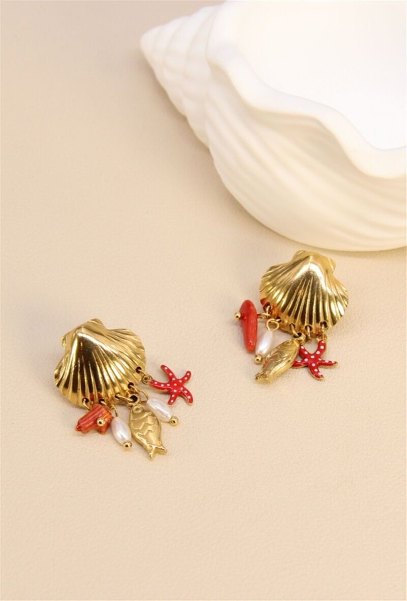 Boucles d'oreilles poisson en acier inoxydable