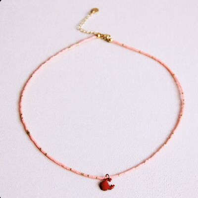 Collana di perline con granchio - rosa shocking