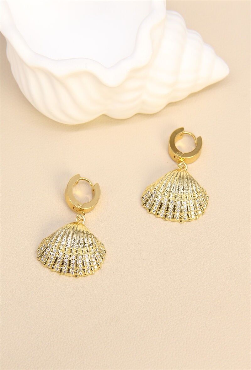 Boucles d'Oreilles Coquillage Strass Acier Inoxydable