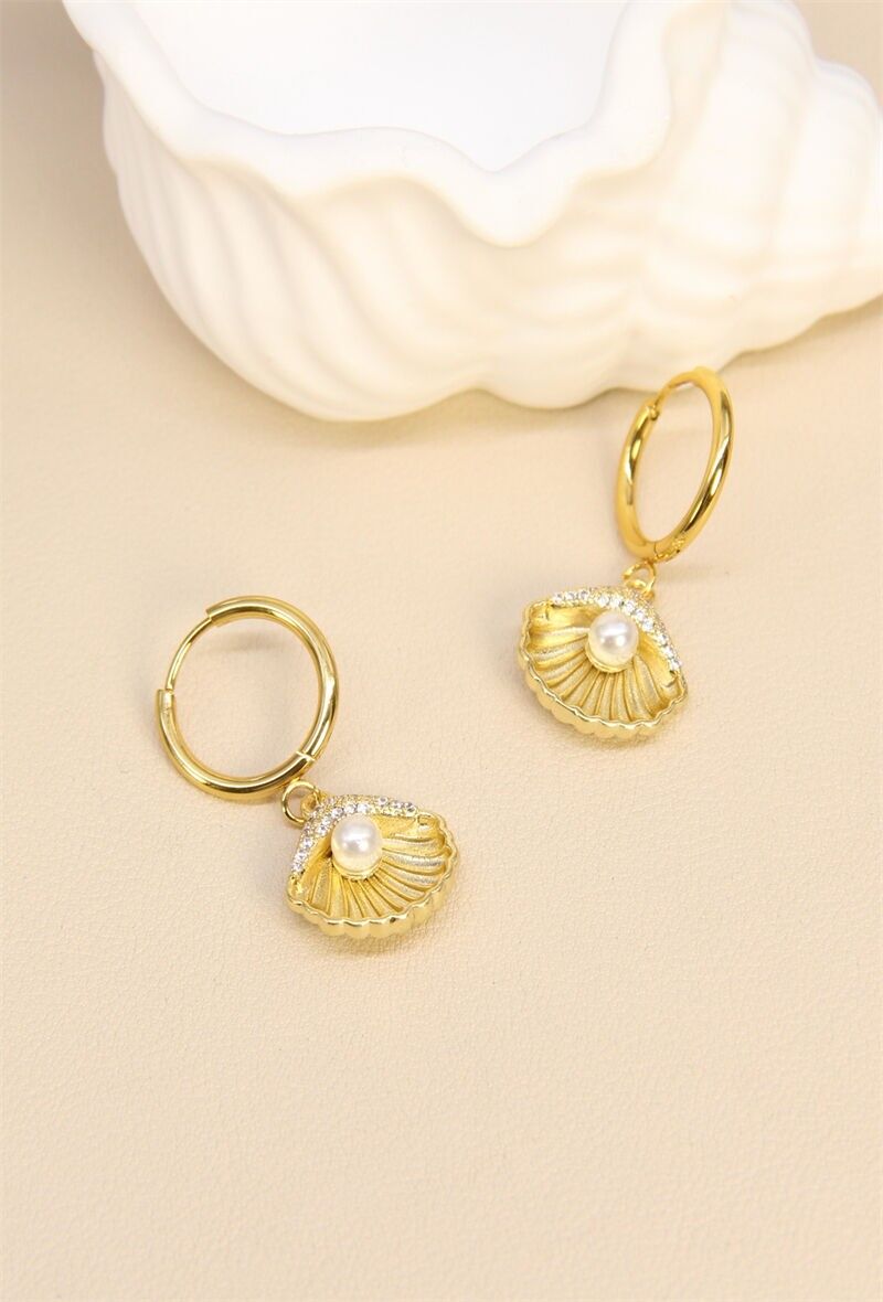 Perlenmuschel-Ohrringe aus Edelstahl