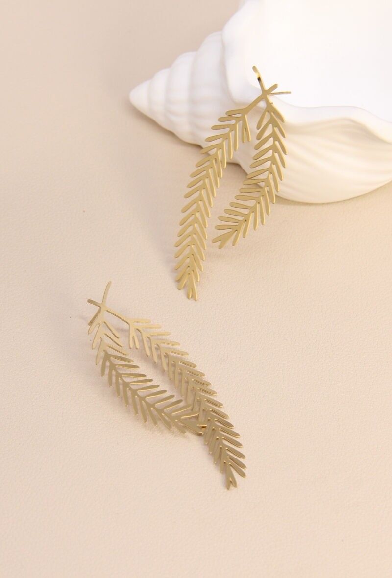 Titel: Edelstahl-BLATT-Ohrring – Sublimierter natürlicher Charme