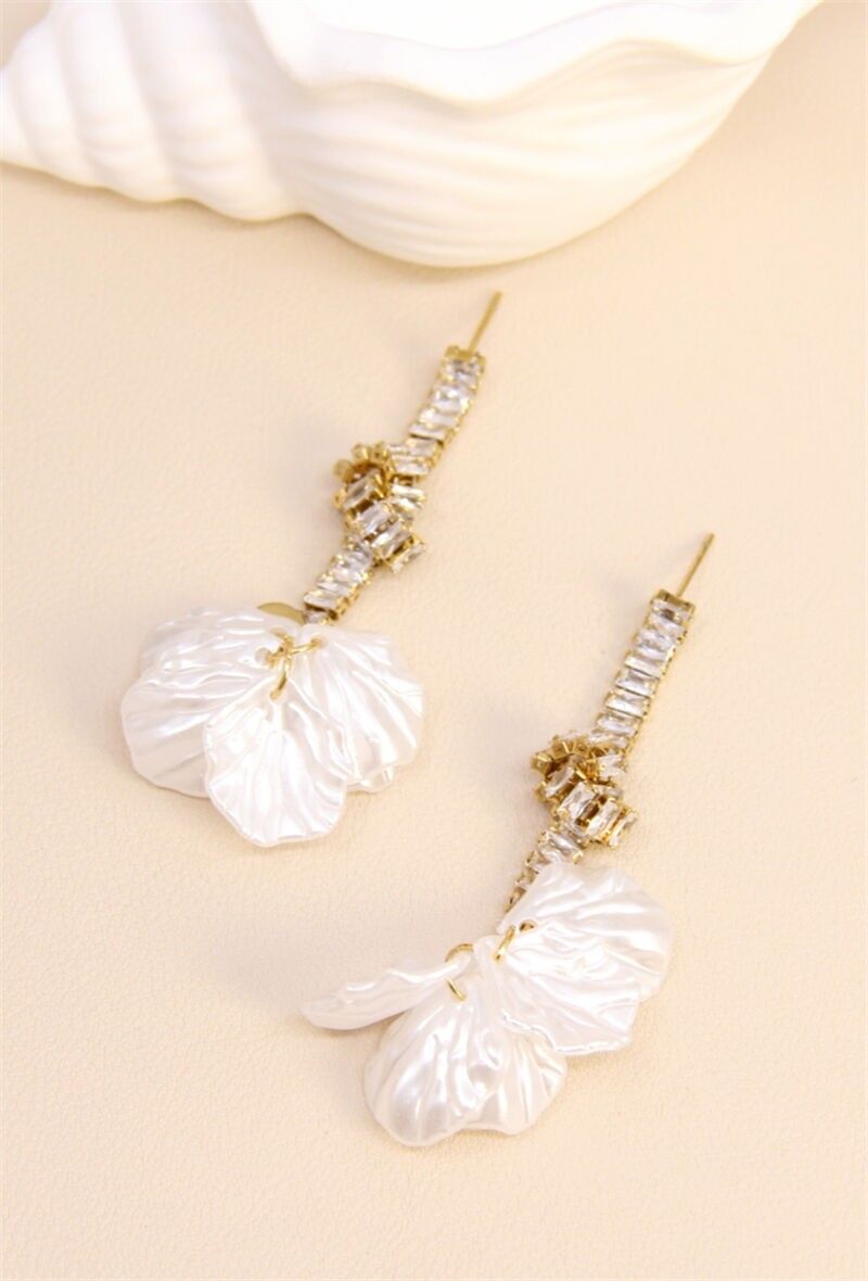 Pendiente de hoja de acero inoxidable con diamantes de imitación: glamour deslumbrante