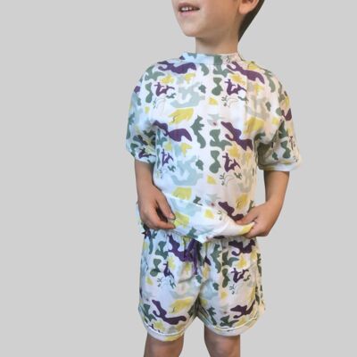 Set WLDLYkids Moss Explorer – T-shirt oversize e pantaloncini per bambini