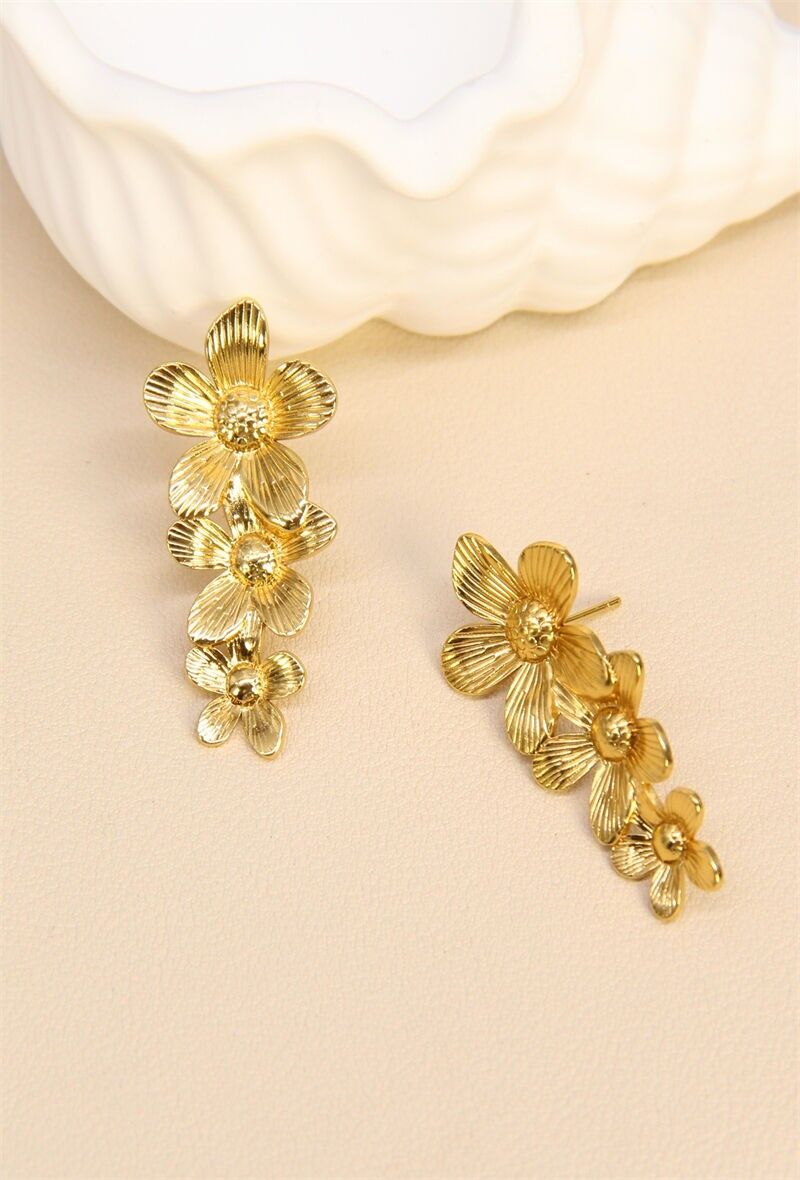 Pendientes de acero inoxidable con triple flor
