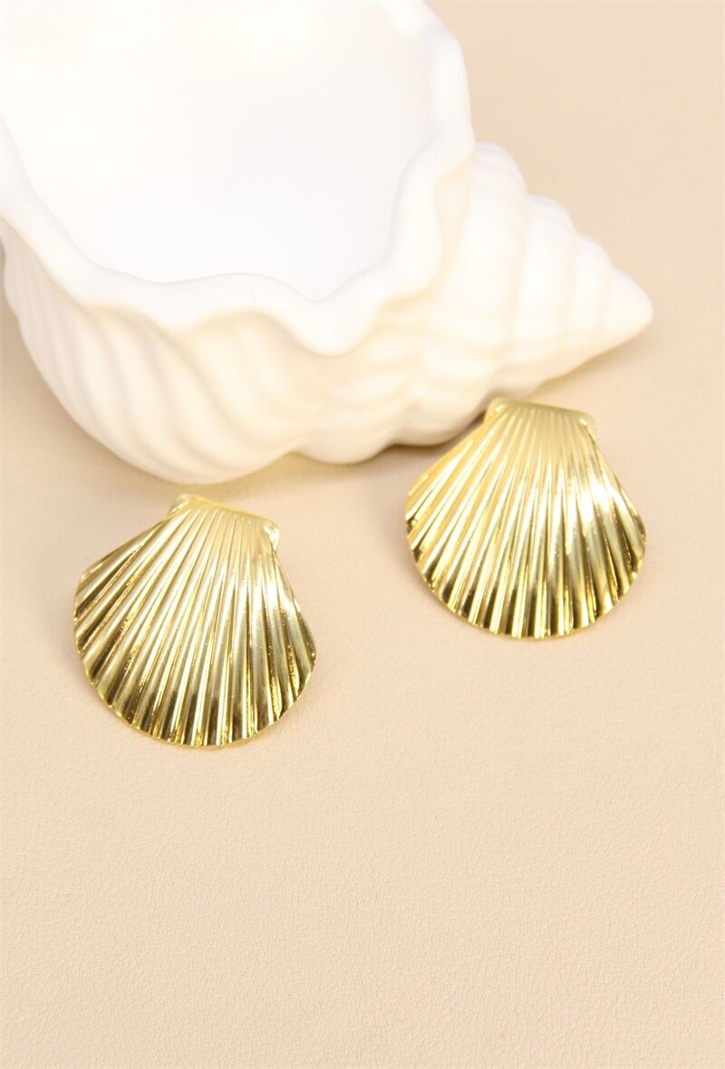 Pendientes de concha de acero inoxidable - Elegancia marítima