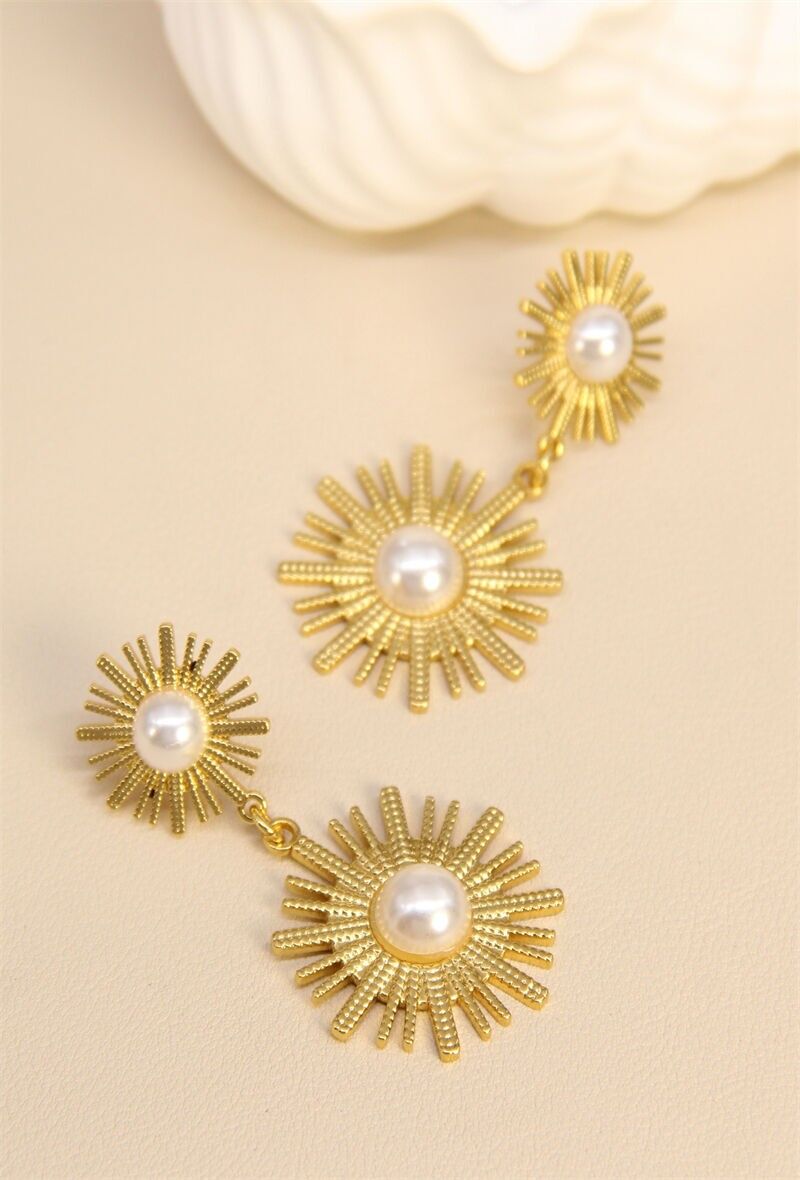 Pendientes colgantes de perlas de acero inoxidable