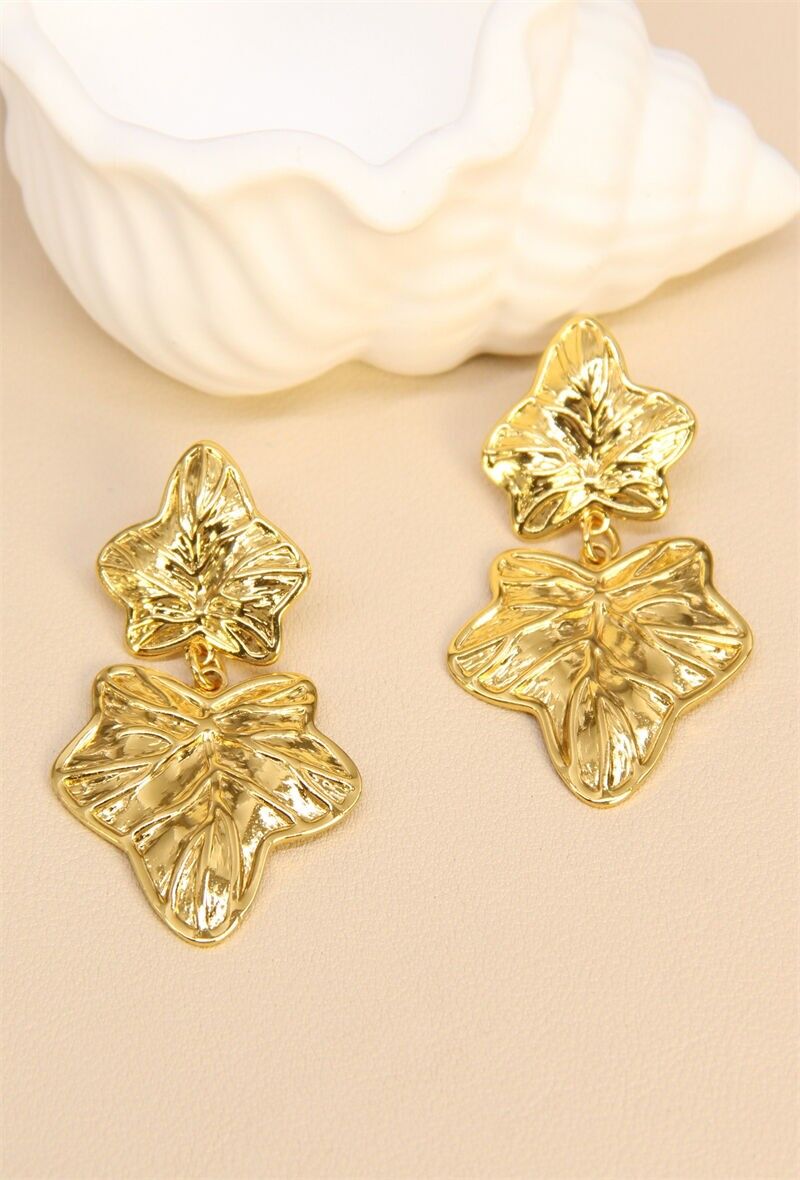 Pendientes de hoja de acero inoxidable: Naturaleza y elegancia