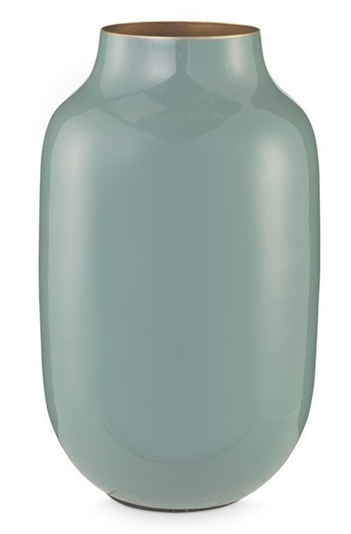 PIP Vase métal ovale Blushing Bleu foncé 30cm