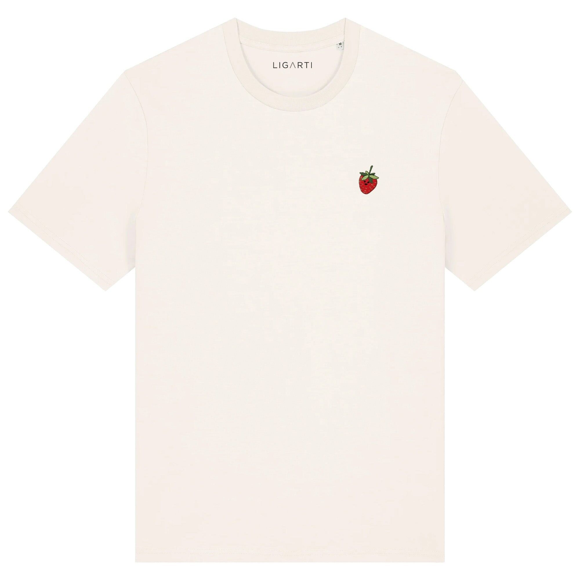 Besticktes T-Shirt – Erdbeere