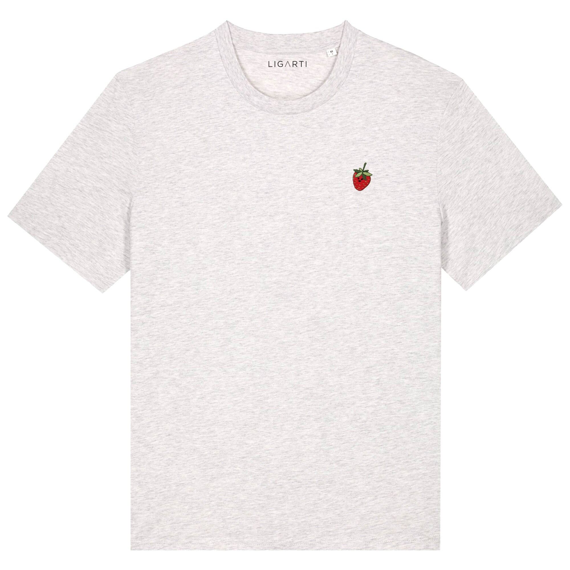 Besticktes T-Shirt – Erdbeere