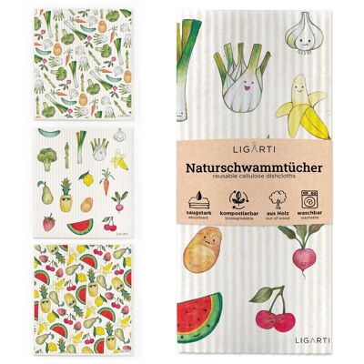 Lot de 3 éponges – fruits et légumes