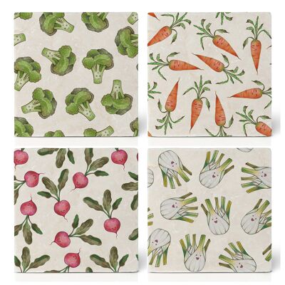 Posavasos de azulejos – juego de 4 – huerto