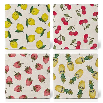 Posavasos de azulejos – juego de 4 – ensalada de frutas