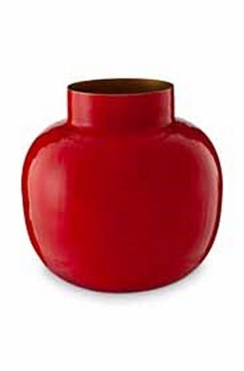 Vase métal rond Blushing Birds Rouge 25cm - PIP STUDIO