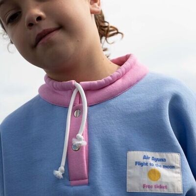 Pink and Blue Cotton Kids Sweatshirt - Retro 90s
