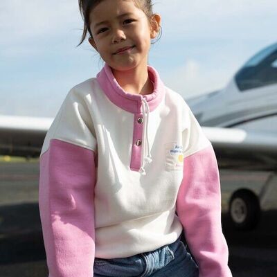 Sweat Enfant Coton Rose et Blanc - Retro 90's