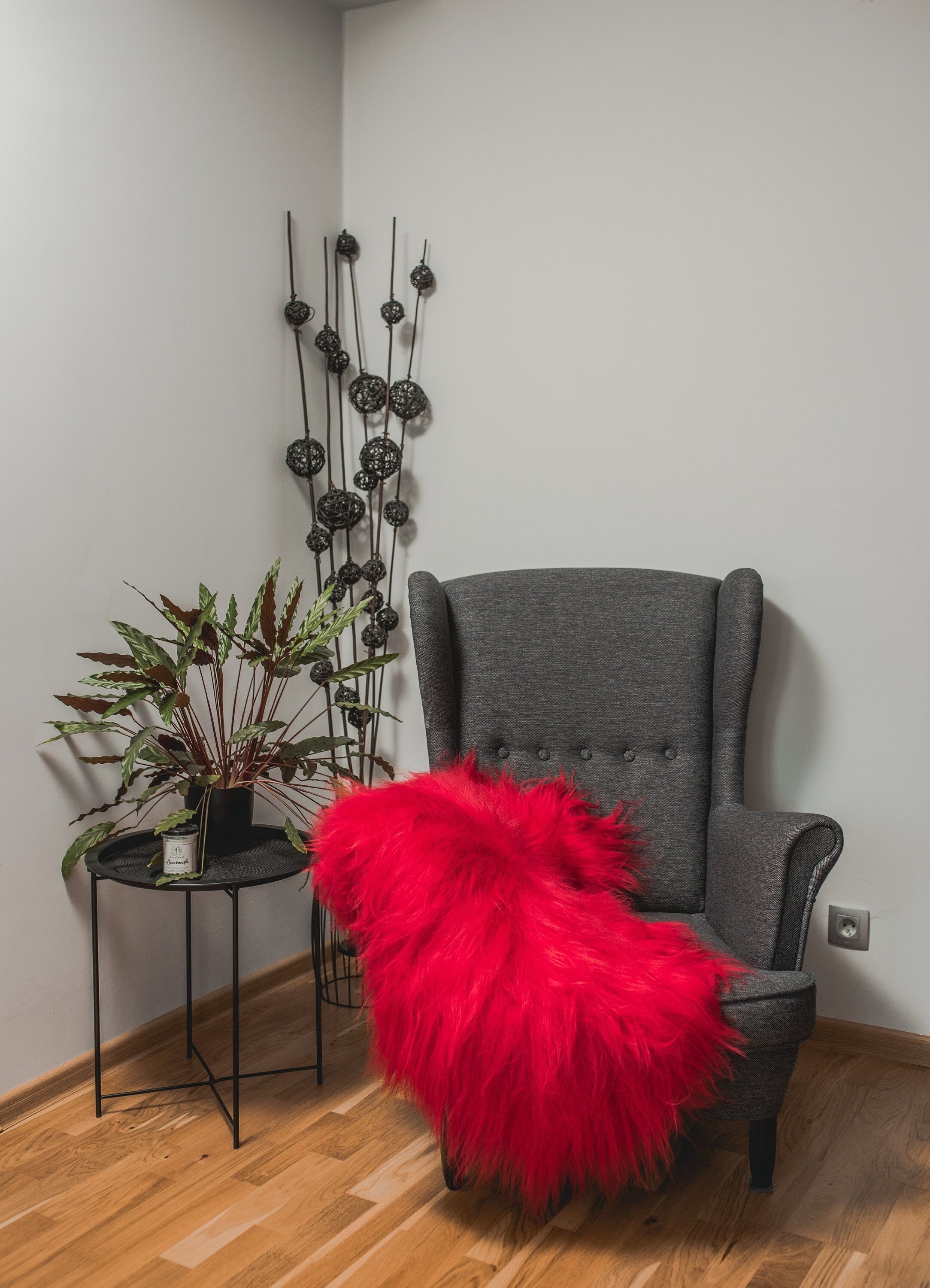 Tappeto in vera pelle di pecora tinta islandese rossa, tappeto in pelle di pecora a pelo singolo, lana lunga, coperta in pelle di pecora, schaffell Hygge (90-100 cm)